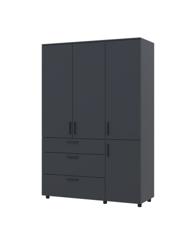Kleiderschrank Doros Thorn Anthrazit 3 Türen 3 Schubladen Kleiderstange 135x51,6x200 (44900493)