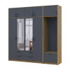 Drehtürenschrank Doros Rondi mit Kleiderstange, Spiegel und Oberschrank Artisan Eiche/Graphitgrau 4 Türen 220x52x236 (42005299)