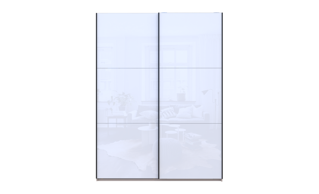 Kleiderschrank Doros G-Caiser Schiebetüren Kaschmir/Weiß 2 Glas 2 Türen 180x60x240 (42005325)