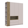 Kleiderschrank Doros Dale mit Drehtüren, offenen Regalen und Oberschrank Kaschmir / Artisan Eiche 3 Türen 178x52x220 (42005157)