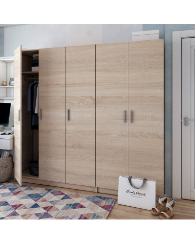 Kleiderschrank Doros Promo mit Drehtüren Sonoma Eiche 2+3 Türen 225x48x204 (42005003)