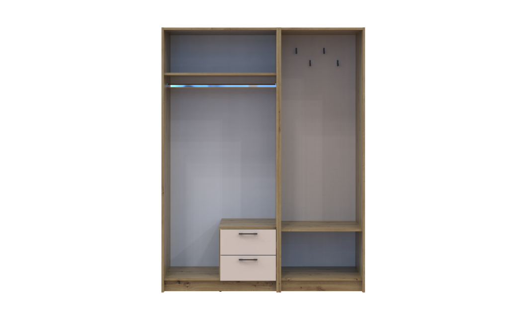 Kleiderschrank Doros Rondi mit Kleiderstange, Spiegel und Oberschrank Artisan Eiche/Graphitgrau 3 Türen 181x52x236 (42005287)