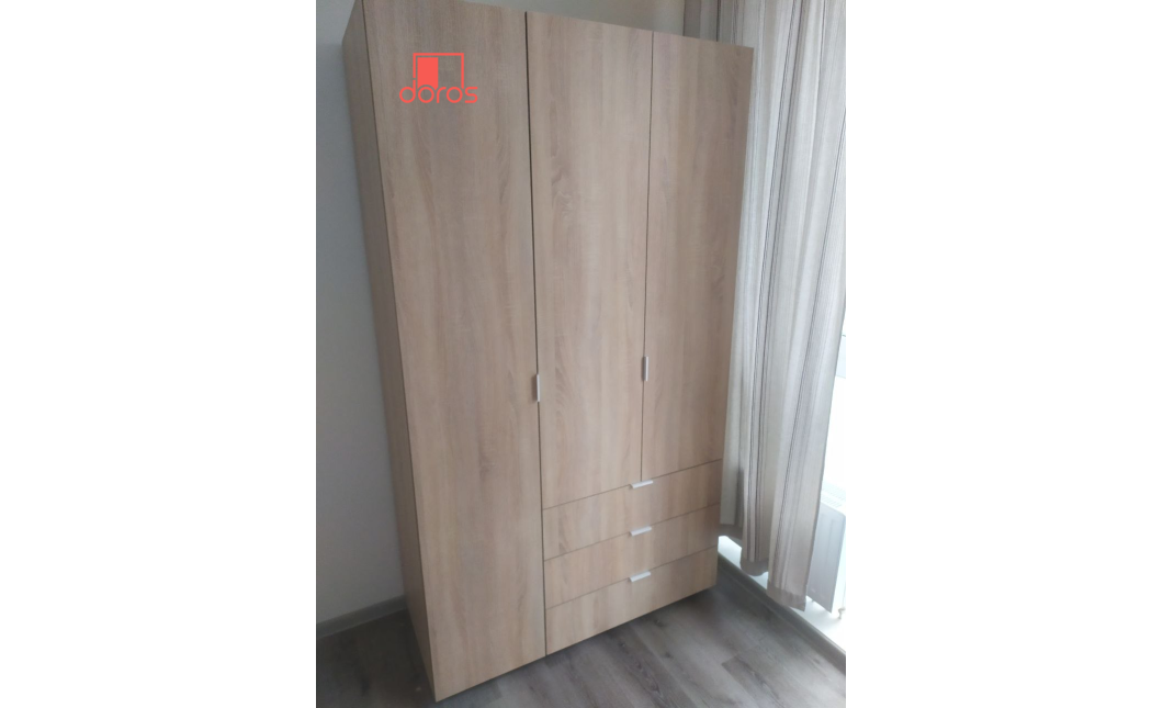 Kleiderschrank Doros Gelar mit Drehtüren Sonoma Eiche 3 Türen 116,2x49,5x203,4 (80397559)