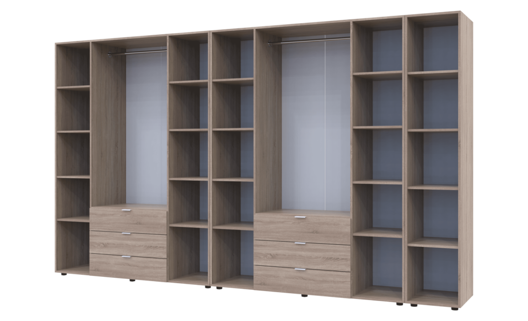 Kleiderschrank Doros Gelar Sonoma Eiche 4+4 Türen mit offenem Regal 348,2x49,5x203,4 (42005053)