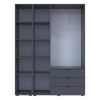 Kleiderschrank Doros Gelar Graphitgrau 3 Türen mit Spiegel 155x49,5x203,4 (42002158)