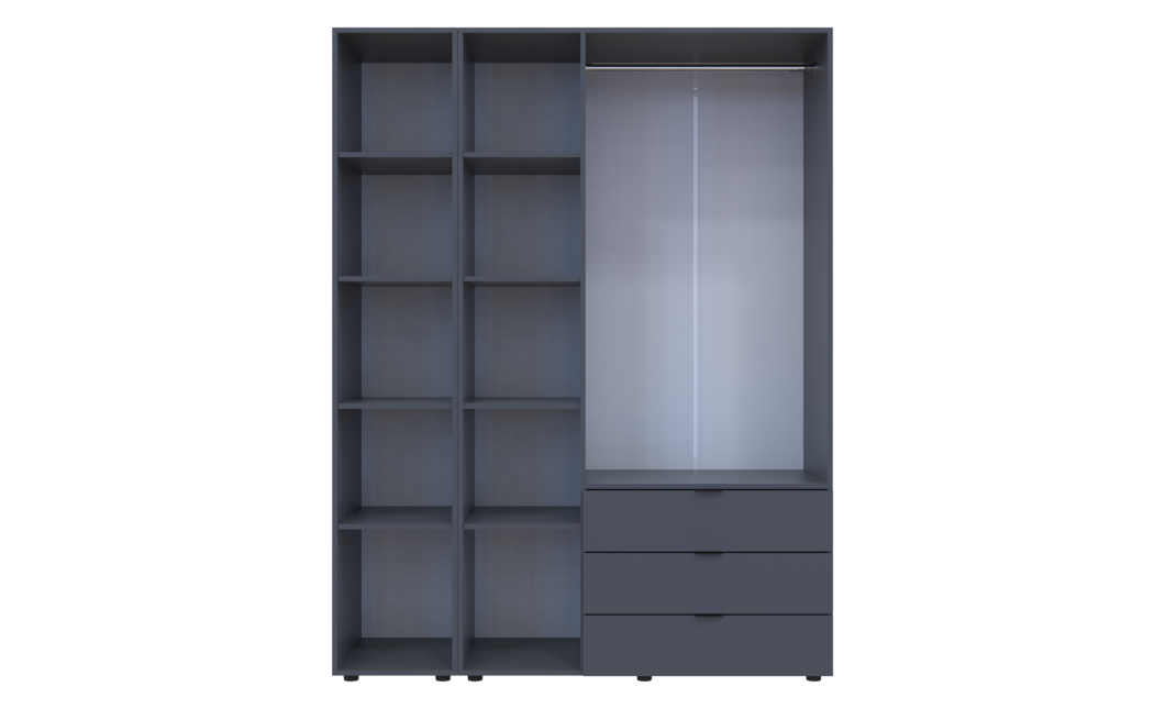 Kleiderschrank Doros Gelar Graphitgrau 3 Türen mit Spiegel 155x49,5x203,4 (42002158)