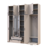 Kleiderschrank Doros Rondi mit Kleiderstange, Spiegel und hohem Oberschrank Kaschmir 4 Türen 220x52x260 (42005408)