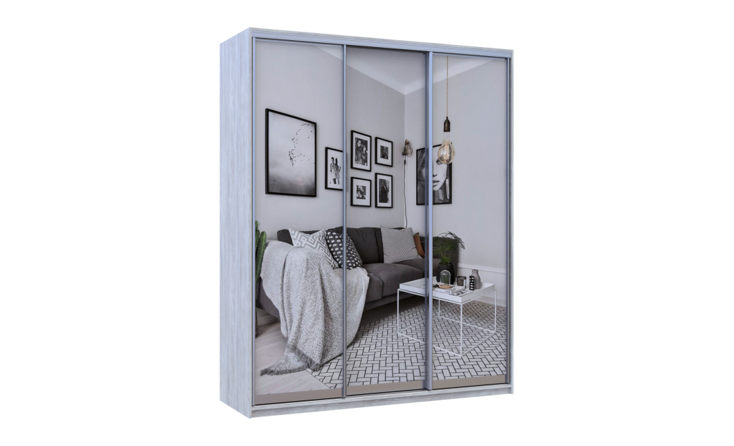 Kleiderschrank Doros City Light Natti Luc Schiebetüren mit Spiegel 225x60x225 (80736532)