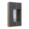 Kleiderschrank Doros Rondi mit Kleiderstange, Spiegel und hohem Oberschrank Artisan Eiche/Graphitgrau 2 Türen 142x52x260 (42005279)