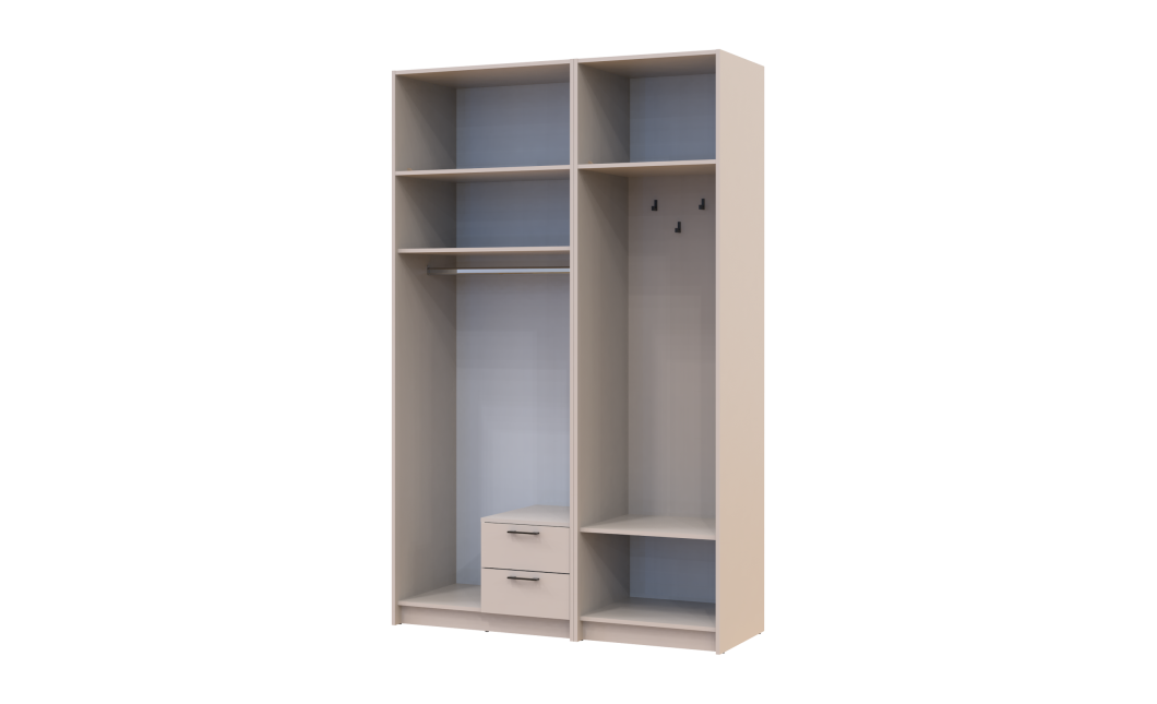 Drehtürenschrank Doros Rondi mit Kleiderstange und Oberschrank Kaschmir 2 Türen 142x52x236 (42005394)