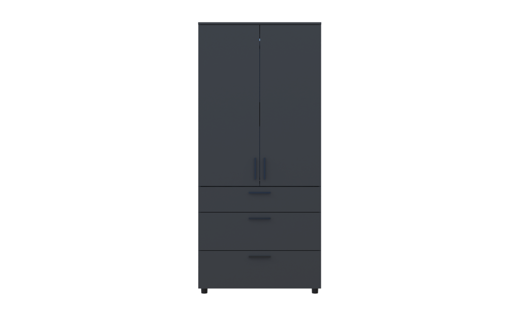 Kleiderschrank Doros Thorn Anthrazit 2 Türen 3 Schubladen Böden 90x51,6x200 (44900446)