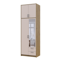 Kleiderschrank Doros Rondi mit Drehtüren mit Oberschrank und Spiegel Artisan Eiche / Kaschmir 2 Türen 82x52x260 (42005195)