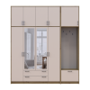 Kleiderschrank Doros Rondi mit Kleiderstange, Spiegel und hohem Oberschrank Artisan Eiche/Kaschmir 4 Türen 220x52x260 (42005302)