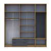 Drehtürenschrank Doros Rondi mit Kleiderstange, Spiegel und Oberschrank Artisan Eiche/Graphitgrau 4 Türen 220x52x236 (42005299)
