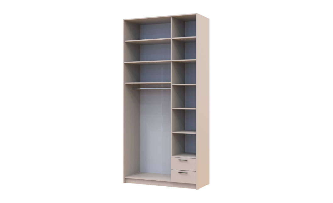 Kleiderschrank Doros Rondi mit Drehtüren mit Oberschrank und Spiegel Kaschmir 3 Türen 121x52x260 (80738486)