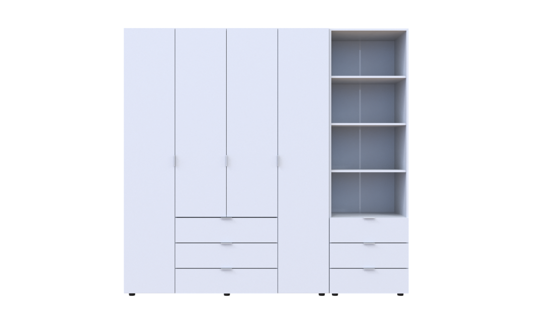 Kleiderschrank Doros Gelar Weiß 4 Türen Säulenschrank 215x49,5x203,4 (42005164)
