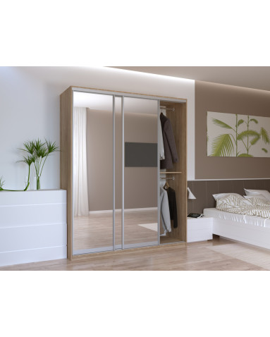 Kleiderschrank Doros City Light Schiebetüren Sonoma Eiche mit Spiegel 180x60x225 (42002057)