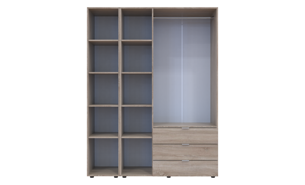 Drehtürenschrank Doros Gelar Sonoma Eiche 3 Türen mit Spiegel 155x49,5x203,4 (42002159)