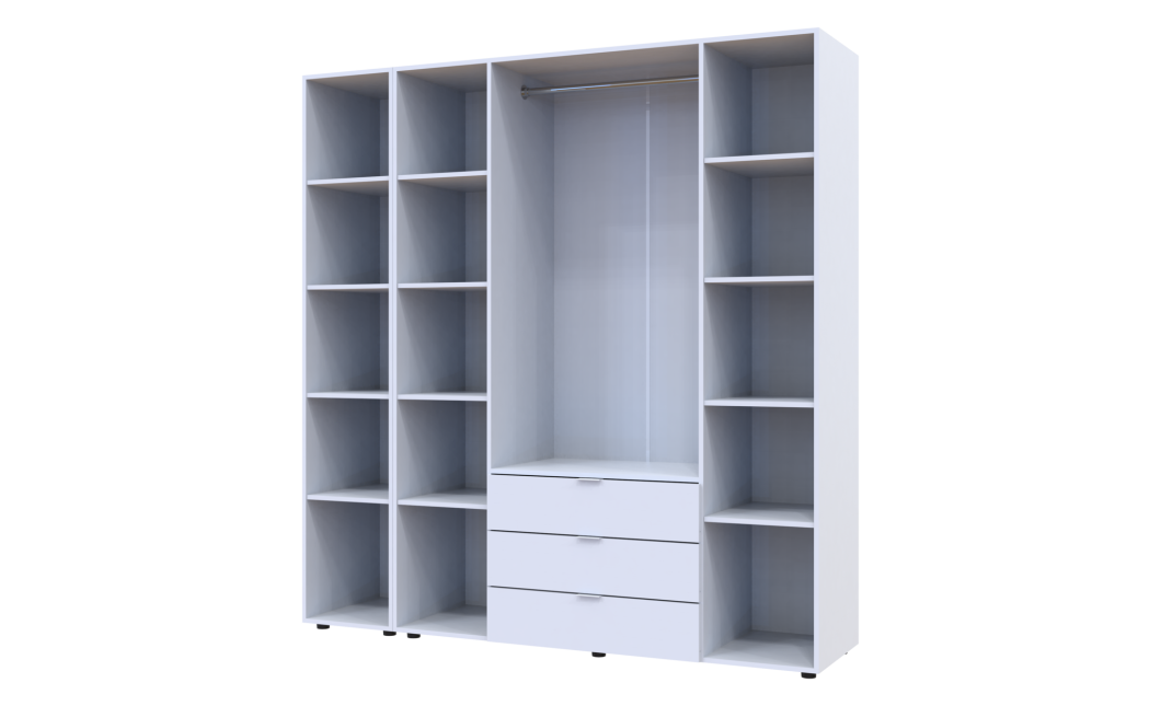 Kleiderschrank Doros Gelar Weiß 4 Türen mit Spiegel 194x49,5x203,4 (42002160)