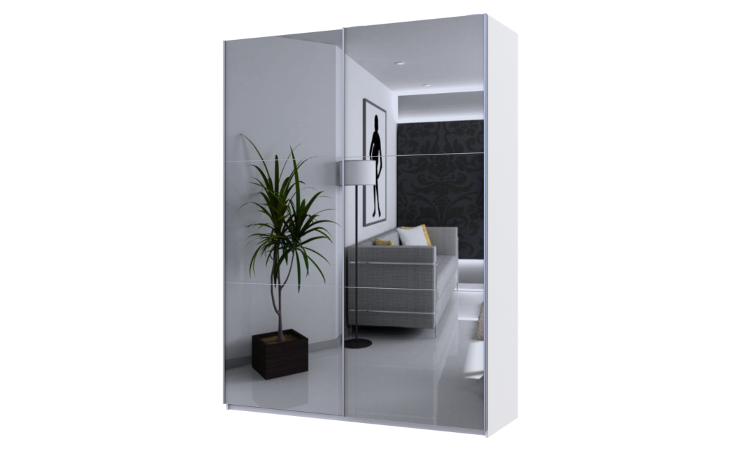 Kleiderschrank Doros G-Caiser Schiebetüren Weiß mit Spiegel 180x60x240 (42005019)