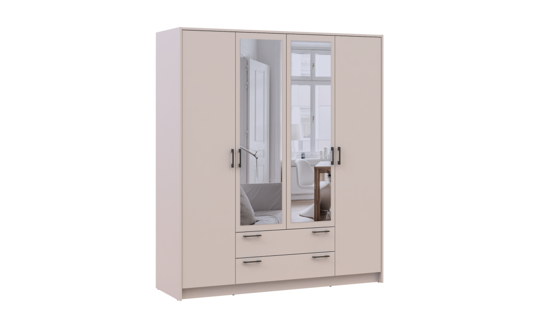 Kleiderschrank Doros Rondi mit Drehtüren mit Spiegel Kaschmir 4 Türen 160x52x195 (80738478)