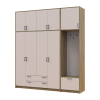 Kleiderschrank Doros Rondi mit Kleiderstange und hohem Oberschrank Artisan Eiche/Kaschmir 4 Türen 220x52x260 (42005300)