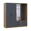 Kleiderschrank Doros Rondi mit Kleiderstange und Spiegel Artisan Eiche/Graphitgrau 3 Türen 181x52x195 (42005283)