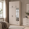 Kleiderschrank Doros Rondi mit Drehtüren mit Oberschrank und Spiegel Kaschmir 3 Türen 121x52x260 (80738486)