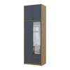 Kleiderschrank Doros Rondi mit Drehtüren mit Oberschrank und Spiegel Artisan Eiche / Graphitgrau 2 Türen 82x52x260 (42005189)
