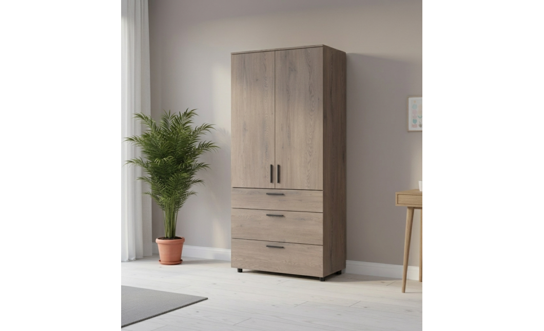 Kleiderschrank Doros Thorn Cremona Cannolo 2 Türen 3 Schubladen Böden 90x51,6x200 (44900430)