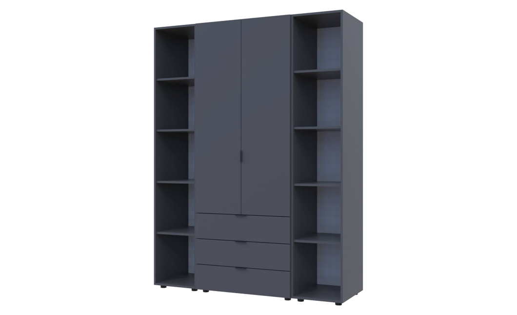 Kleiderschrank Doros Gelar Graphitgrau 2 Türen mit 2 offenen Regalböden 153,9x49,5x203,4 (42005055)