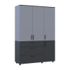 Kleiderschrank Doros Thorn Anthrazit/Grau 3 Türen 3 Schubladen Böden 135x51,6x200 (44900522)