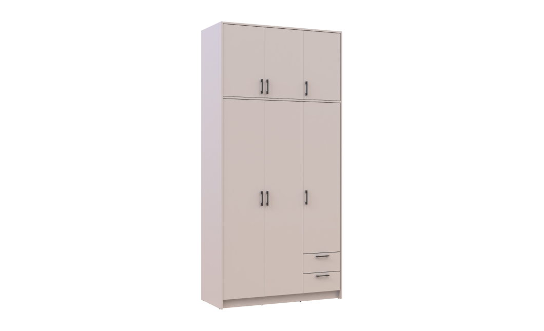 Kleiderschrank Doros Rondi mit Drehtüren mit Oberschrank Kaschmir 3 Türen 121x52x260 (80738485)