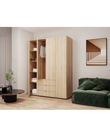 Kleiderschrank Doros Gelar mit Drehtüren Sonoma Eiche 4 Türen 155x49,5x203,4 (80397560)