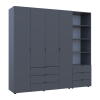 Kleiderschrank Doros Gelar Graphitgrau 4 Türen Säulenschrank 215x49,5x203,4 (42005170)