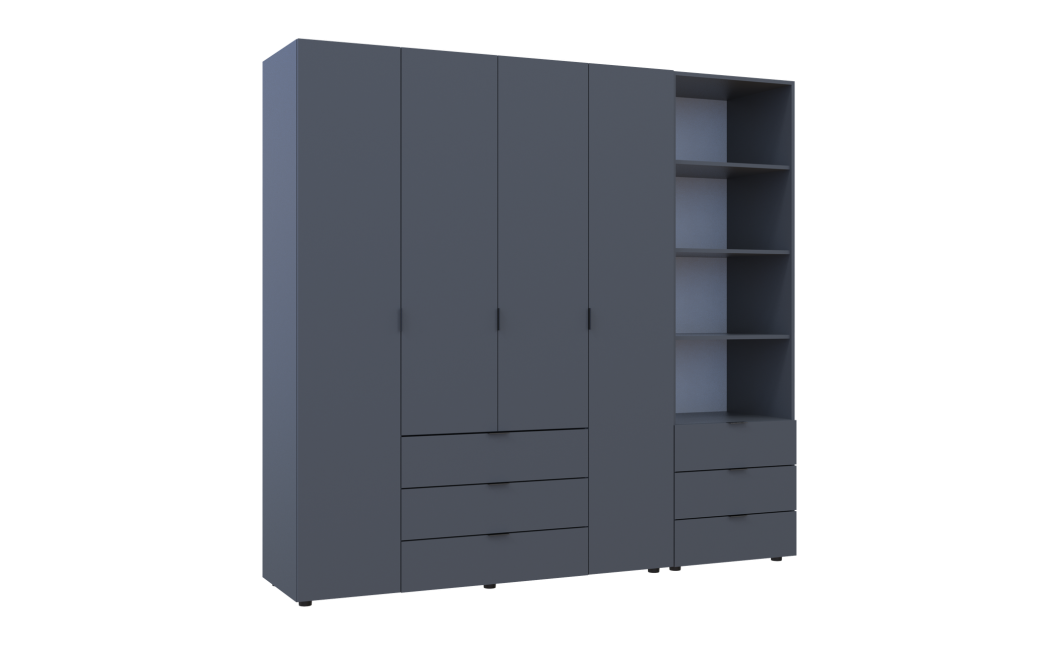Kleiderschrank Doros Gelar Graphitgrau 4 Türen Säulenschrank 215x49,5x203,4 (42005170)