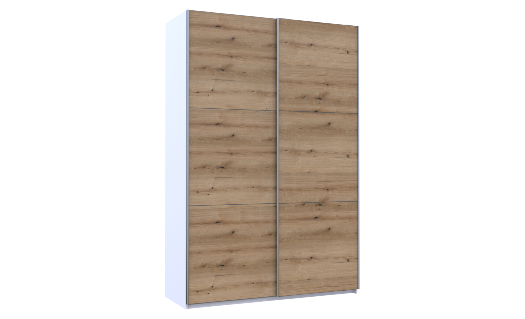 Kleiderschrank Doros G-Caiser Schiebetüren Weiß Ewok Eiche 2 Türen 160x60x240 (42005073)