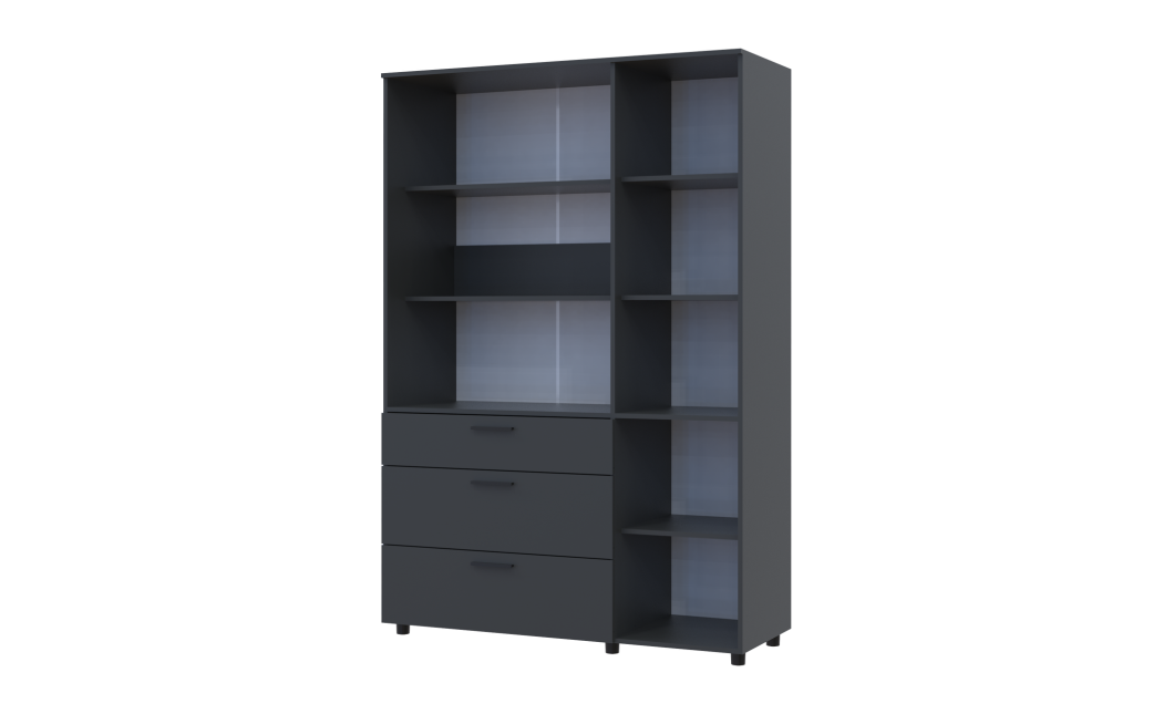 Kleiderschrank Doros Thorn Anthrazit 3 Türen 3 Schubladen Böden 135x51,6x200 (44900494)