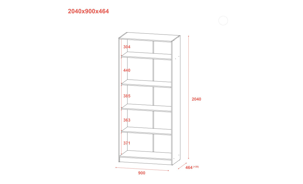Kleiderschrank Doros Promo mit Drehtüren Sonoma Eiche mit Böden 2 Türen 90x48x204 (42005098)