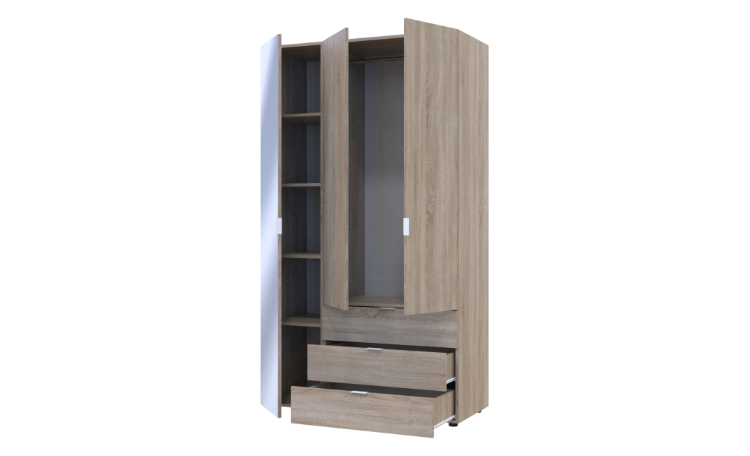 Drehtürenschrank Doros Gelar Sonoma Eiche 2 Türen mit Spiegel 116,5x49,5x203,4 (42002156)