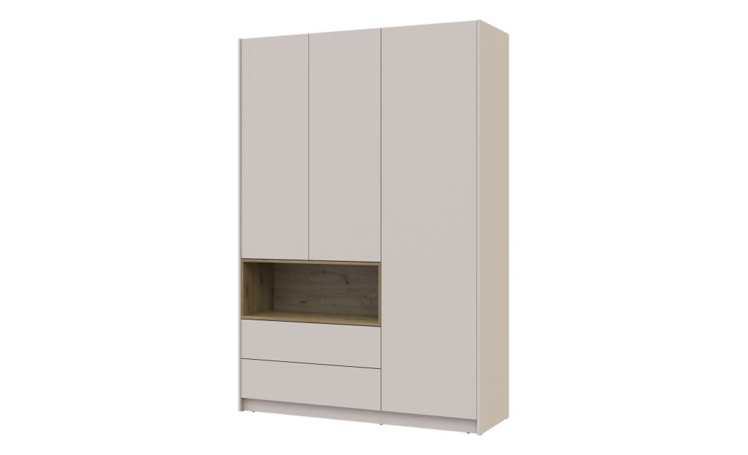 Kleiderschrank Doros Dale Kaschmir/Artisan Eiche 3 Türen 150x52x220 (80737726)