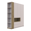 Kleiderschrank Doros Dale mit Drehtüren, offenen Regalen und Oberschrank Kaschmir / Artisan Eiche 3 Türen 178x52x220 (42005157)