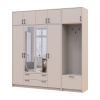 Kleiderschrank Doros Rondi mit Kleiderstange, Spiegel und Oberschrank Kaschmir 4 Türen 220x52x236 (42005405)