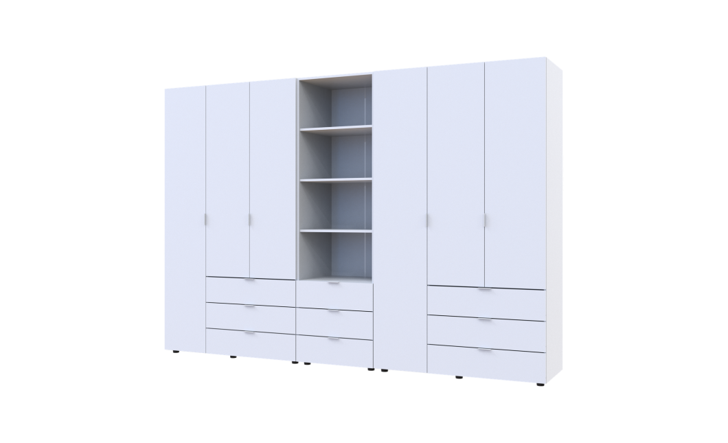 Kleiderschrank Doros Gelar Weiß 3+3 Türen Säulenschrank 292,4x49,5x203,4 (42005166)