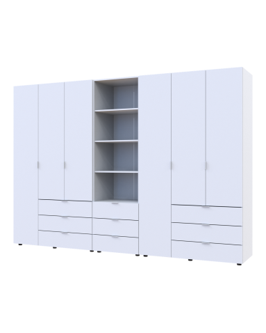 Kleiderschrank Doros Gelar Weiß 3+3 Türen Säulenschrank 292,4x49,5x203,4 (42005166)
