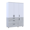 Kleiderschrank Doros Thorn Natti Kiefer/Weiß 3 Türen 3 Schubladen Böden 135x51,6x200 (44900510)