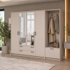 Drehtürenschrank Doros Rondi mit Kleiderstange und Spiegel Kaschmir 4 Türen 220x52x195 (42005402)