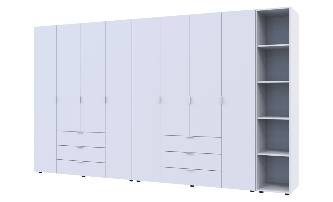 Kleiderschrank Doros Gelar Weiß 4+4 Türen mit offenem Regal 348,2x49,5x203,4 (42005040)
