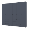 Kleiderschrank Doros Gelar Set mit Drehtüren Graphitgrau 2+4 Türen 232,5x49,5x203,4 (42002133)
