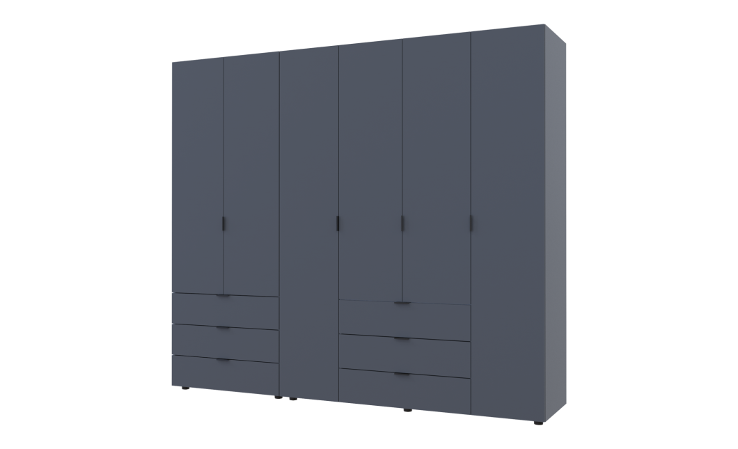 Kleiderschrank Doros Gelar Set mit Drehtüren Graphitgrau 2+4 Türen 232,5x49,5x203,4 (42002133)